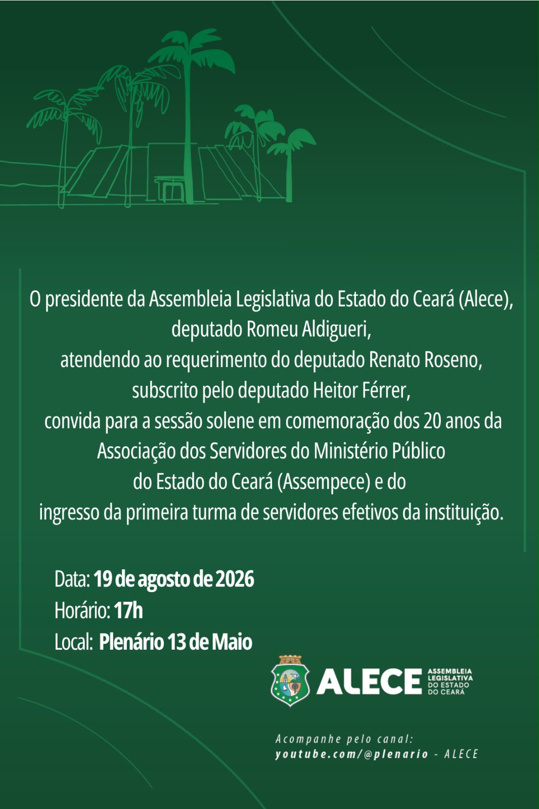 Assempece convida para Sessão Solene na ALECE
